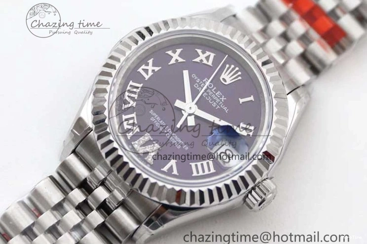 MiroTime 0516 Lady DateJust 28 SS TWF 1:1 Best Edition 904L Steel Purple Dial Roman Markers on President Bracelet NH TravelReady 2172